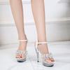 Woman Transparent Super High Heel Summer Female Waterproof Water Drill Sexy Fairy Stiletto Sandals 15cm Heel 5cm Platfrom LFD
