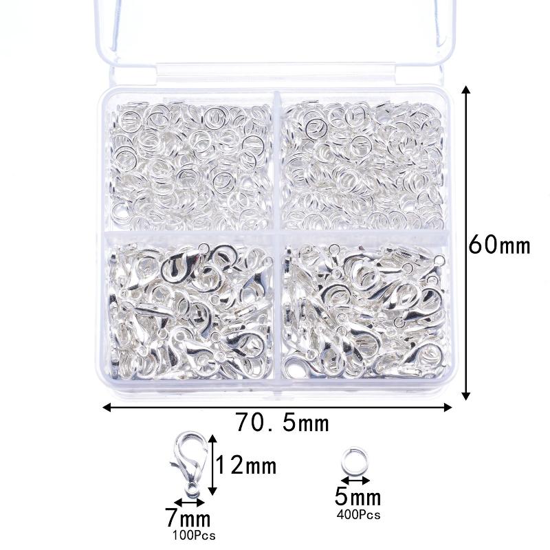 500Pcs/Box Jewelry Making Kit Lobster Clasps & Jump Rings With Box For Diy Chain Necklace Bracelet Anklet Supplies Connectors