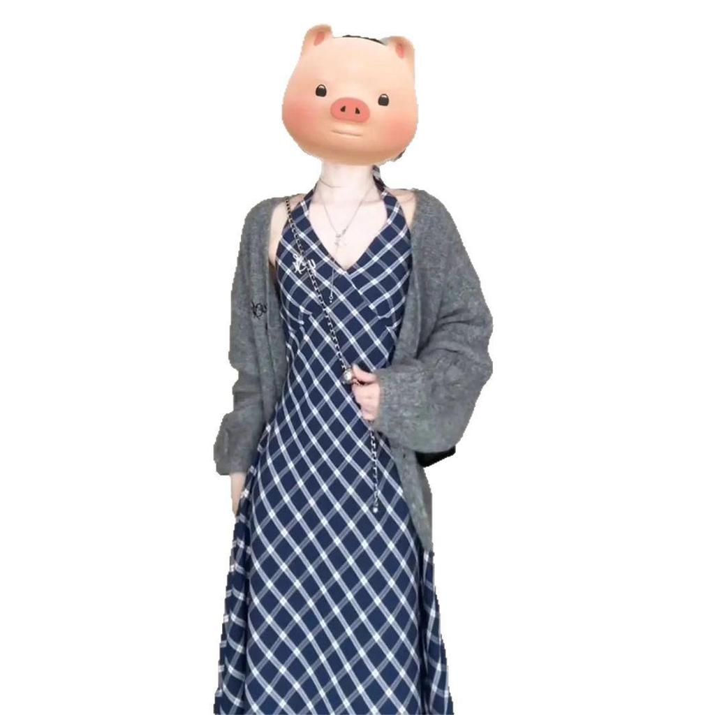 Платье-сарафан миди с французским клетчатым принтом, приталенное, для миниатюрных женщин, 2025