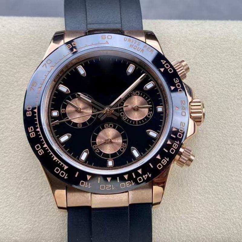 Мужские автоматические механические часы Rolex Daytona 40 мм, многофункциональные, с инкрустацией бриллиантами.