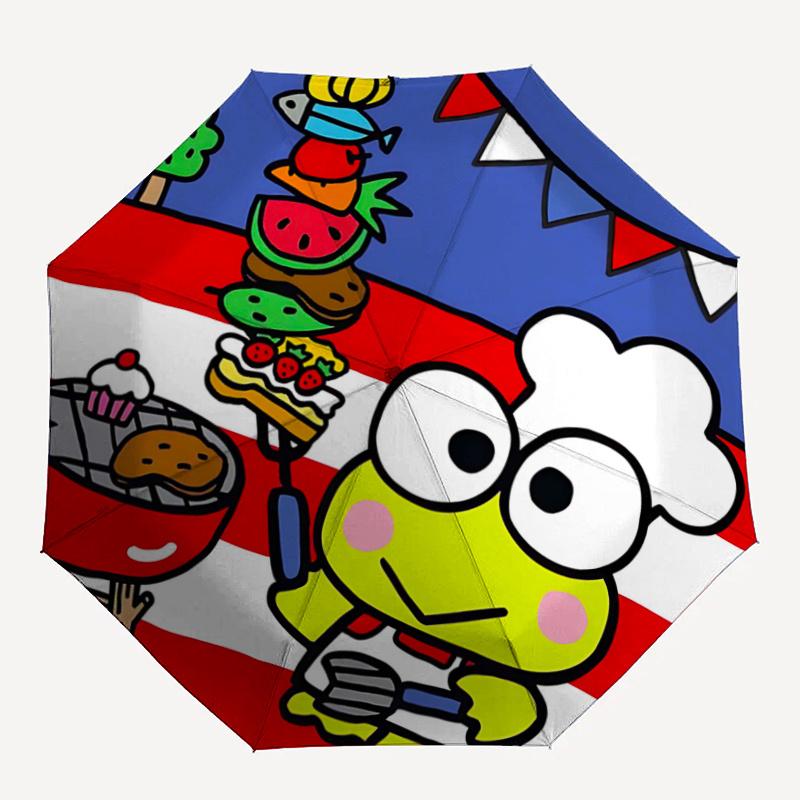 1pc Keroppi Frog Chef BBQ Grill Set with Chef Hat Automatic Opening Folding Umbrella - Perfect for Outdoor Parties, Festivals, and Everyday Use!Z083
