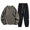 Комплект из двух предметов из хлопка для мужчин на весну и осень, повседневный спортивный костюм с круглым вырезом, свитер, брюки, комплект из 2 предметов, большой размер