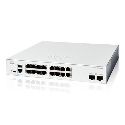 CISCO Системы Cisco Cisco Catalyst Smart Switch 16 портов GE 2x1GE SFP Металлический корпус Бесшумный безвентиляторный Для бизнеса (Циско) 1200-16Т-2Г (С1200-16Т-2Г)