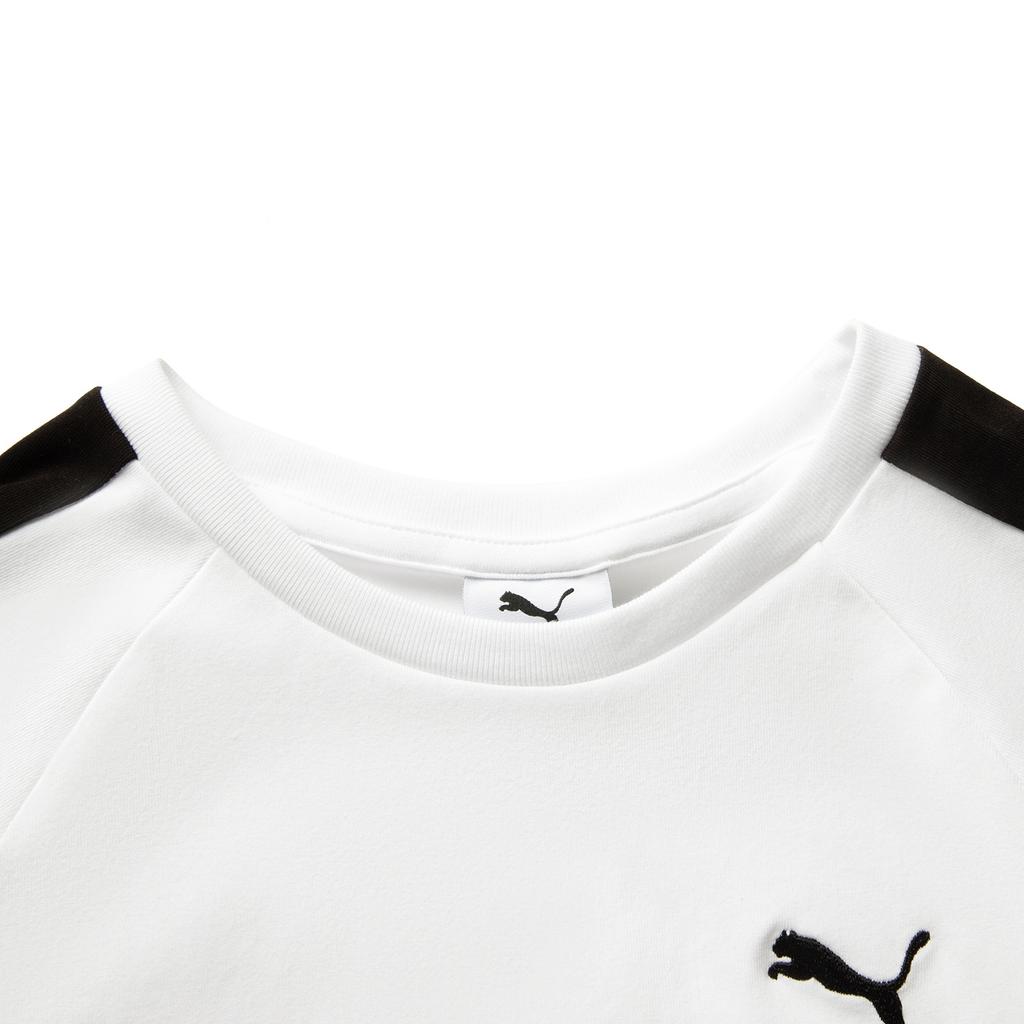 Puma T7 Color Block Slim Fit Sports Casual Crew Neck Short Sleeve T-Shirt Women Tops White 632925-02
