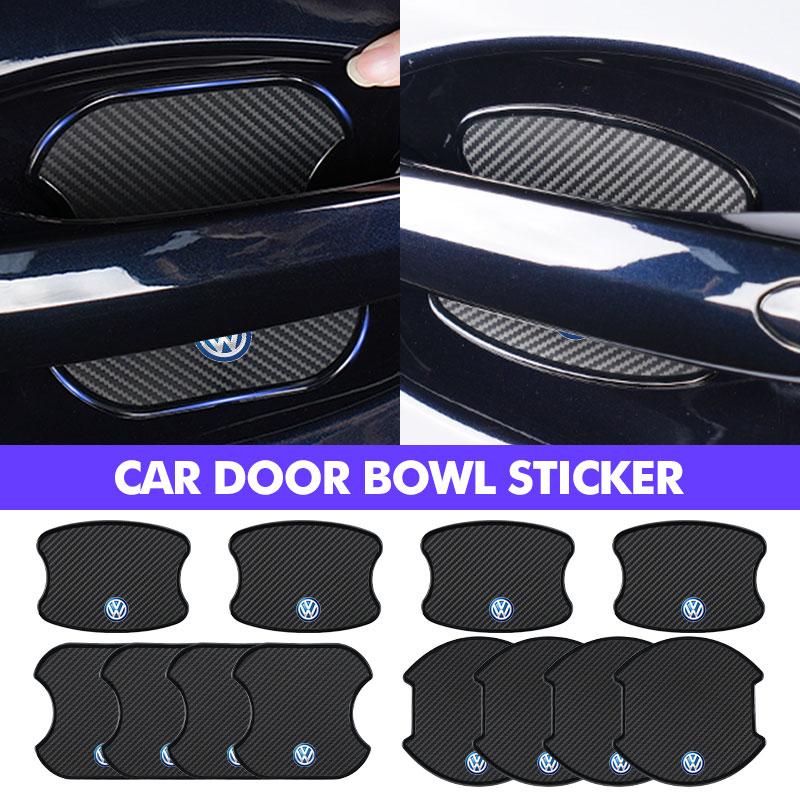 Hub Caps For Volkswagen VW Car Threshold Sticker Door Handle Bowl Scratch Protect Stickers Scirocco Jetta Beetle Golf 4 5 6 Pass