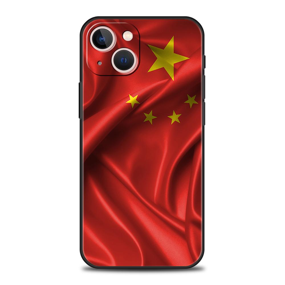 Чехол для телефона с флагом Китая для iPhone 16 15 14 13 12 Pro Max 11 Pro Max 7 8 Plus XS XR Ударопрочный Мягкий чехол Capas