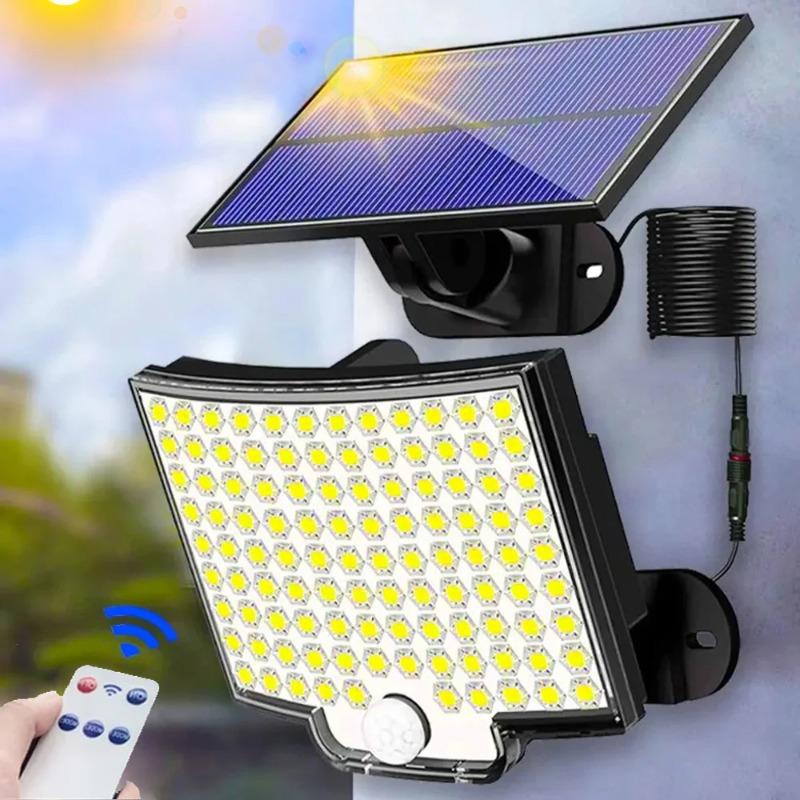 106LED Solar Light Outdoor Waterproof with Motion Sensor Floodlight Remote Control 3 Modes for Patio Garage Backyard