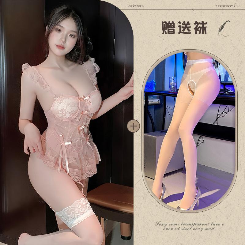Комплект нижнего белья Dream Ballet из французского кружева, бюстгальтер-жилет для маленькой груди, собирающий грудь, из чистой сетки, на косточках