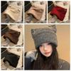 Милая крутая вязаная шапка-пуловер с бантом, зимняя шерстяная шапка, ветрозащитная шапка-бини с кошачьими ушками, осень