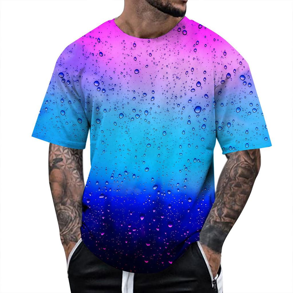 Summer Fun 3D Pattern Tie Dyeing T-shirt Color Painting 3D Printing Men's T-shirt Short Sleeve Top