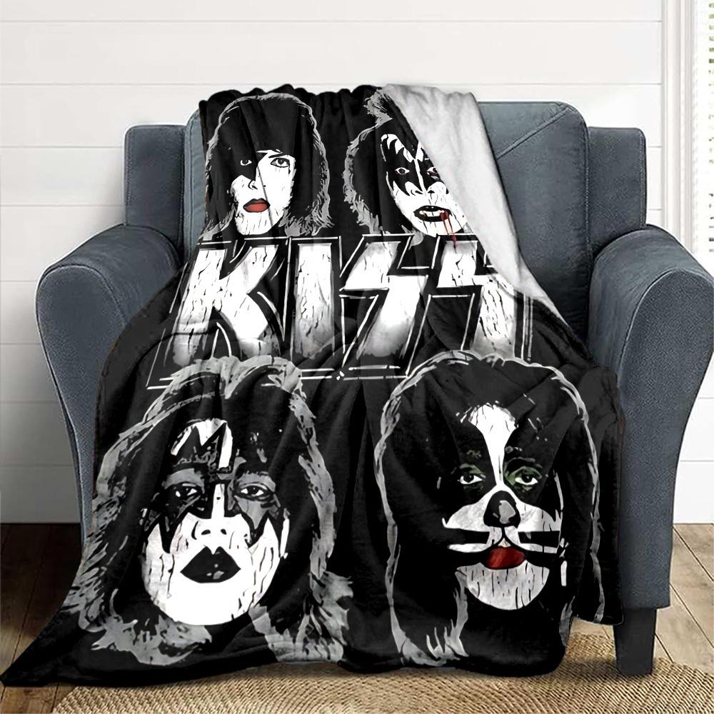 1 шт. Фланелевое одеяло группы KISS, Мягкое, приятное для кожи, с цифровой печатью, Различные размеры в наличии для семьи, друзей, на день рождения