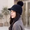 Winter new wool knitted cap women's thickened warm hairball cap versatile wool cap