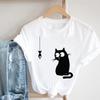 Верхняя одежда с 3D забавным милым котом, весенняя модная женская одежда, летняя футболка с короткими рукавами и графическим рисунком, женская повседневная футболка