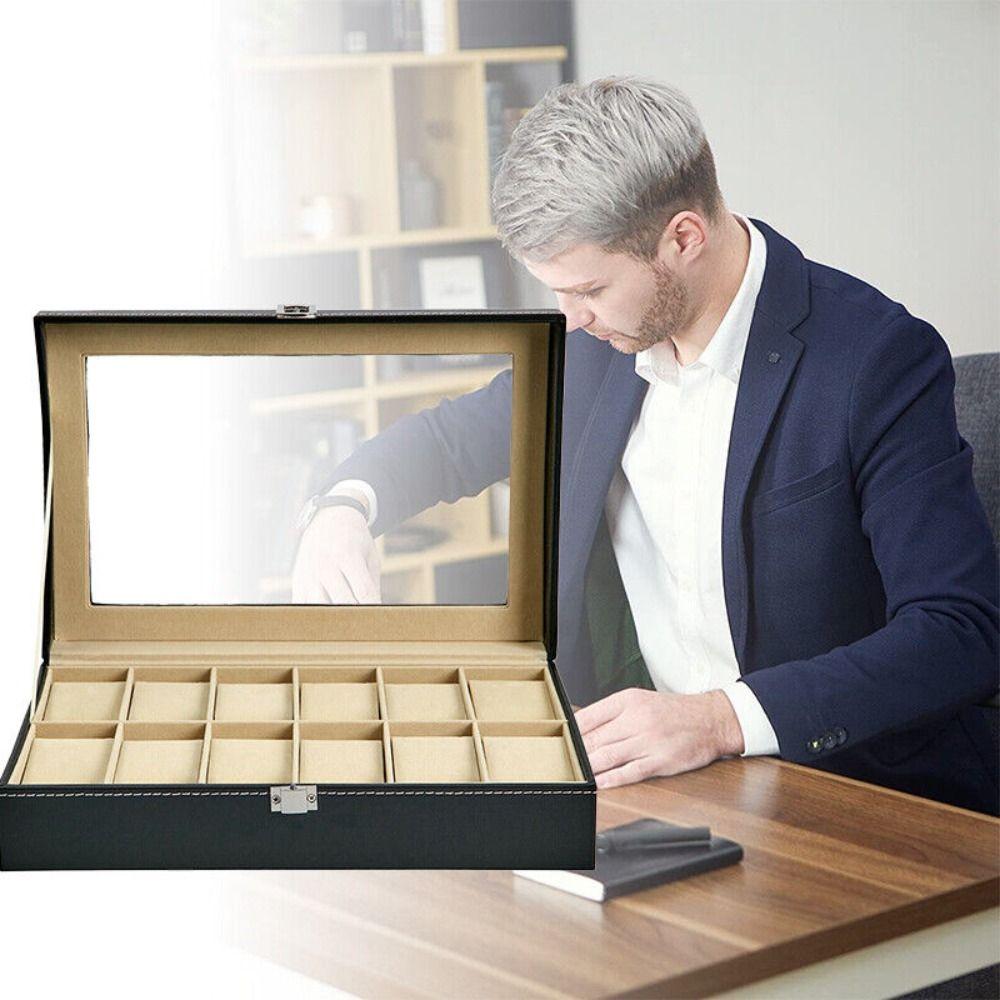 6 10 12 Grid Watch Display Box Black Watch Storage Box Luxury Watch Box