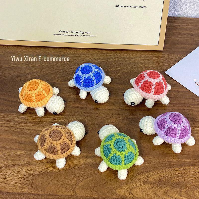 Милый брелок для ключей в виде черепахи, связанный крючком - мини-сумка из шерсти с рисунком