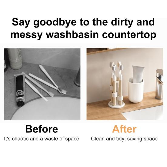 Подставка для зубных щеток, держатель для кистей для макияжа с противоскользящим основанием, вращающаяся на 360 градусов, подставка для хранения зубных щеток в ванной комнате.
