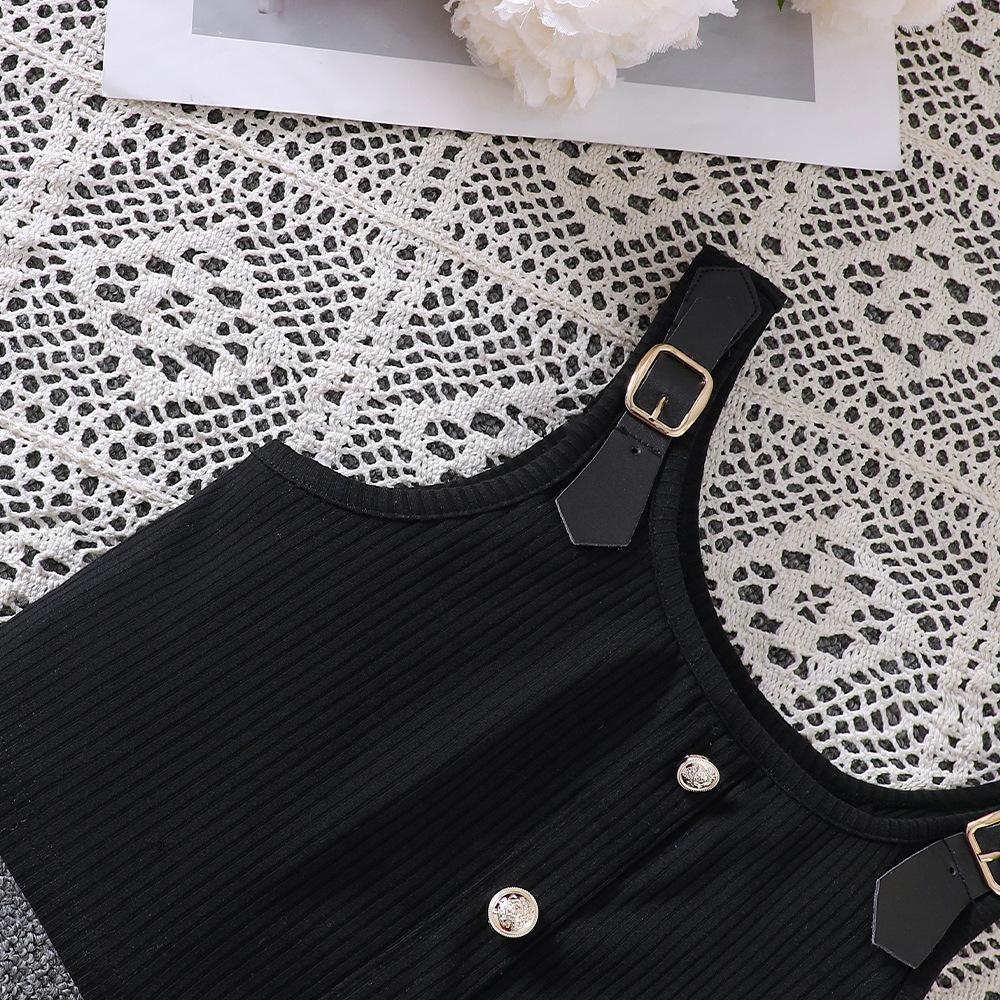 Детские юбки Детская одежда 8-12 лет Девочки весна-лето новый трикотажный плиссированный комплект юбки на шее