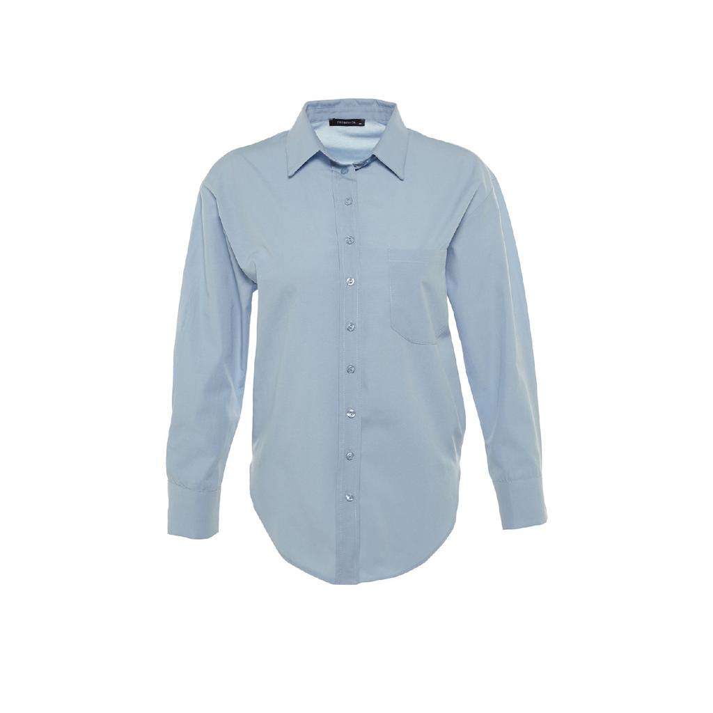 Белая рубашка-бойфренд с одним карманом/широкая хлопковая рубашка Twoaw20go0115