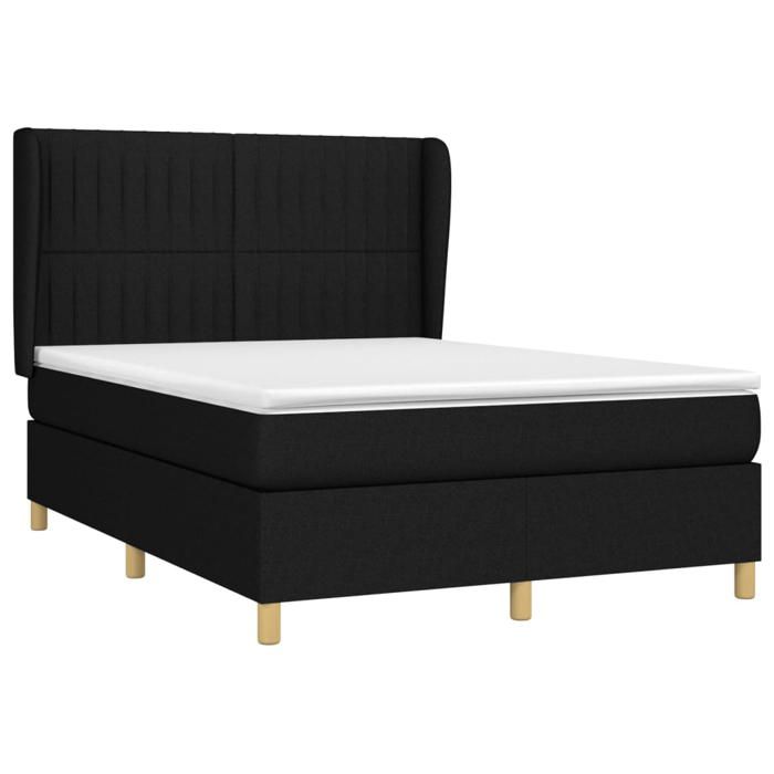 Maison Exclusive - Sommier à lattes de lit avec matelas Noir 140x200 cm Tissu