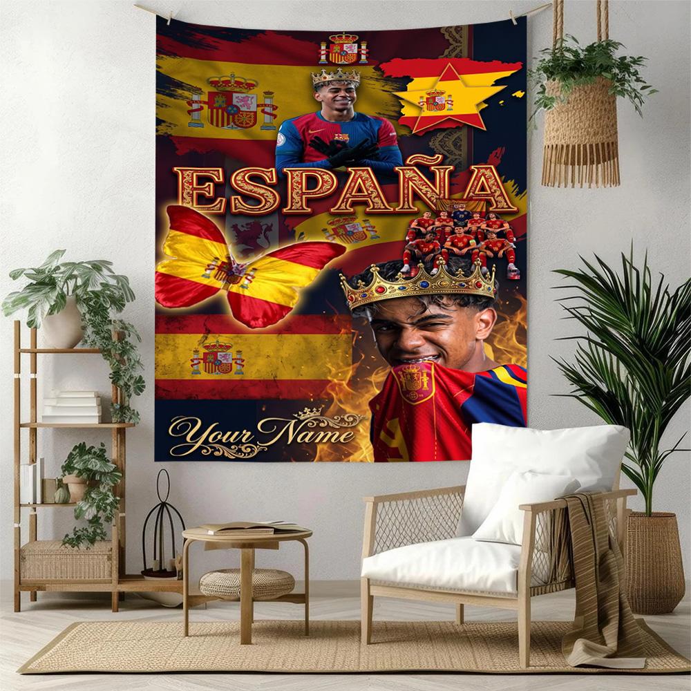 Lamin Yamal Custom Your Name Wall Decor Tapestry Art For Pet Memorial Birthdaywedding Party Backdrop Family Gift