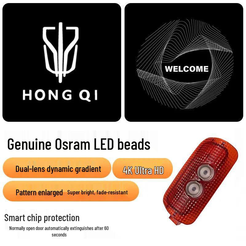 Динамическая подсветка приветствия для автомобилей Hongqi H5/H6/H7 2023-2025 гг., проекция на дверь автомобиля, внутренняя отделка