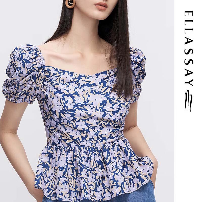 ELLASSAY Милая блузка с пышными рукавами и цветочным принтом