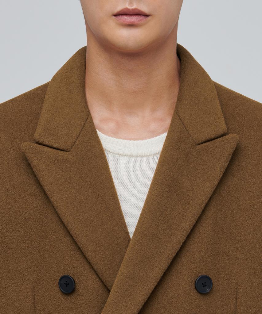 Musinsa Standard Cashmere Blend Daddy Shoulder Double Long Coat [Tan Brown]