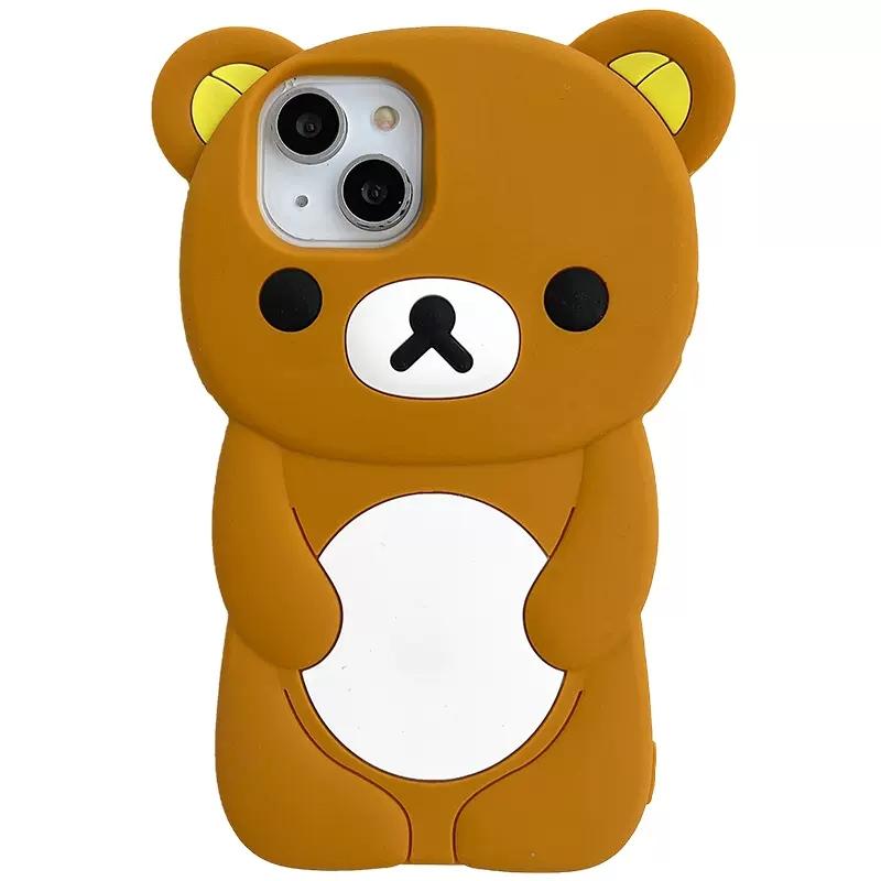 Силиконовый мягкий чехол Rilakkuma Bear для iPhone 16 15 14 13 12 11 Pro Max mini Plus Xs XR 6 7 8 Plus