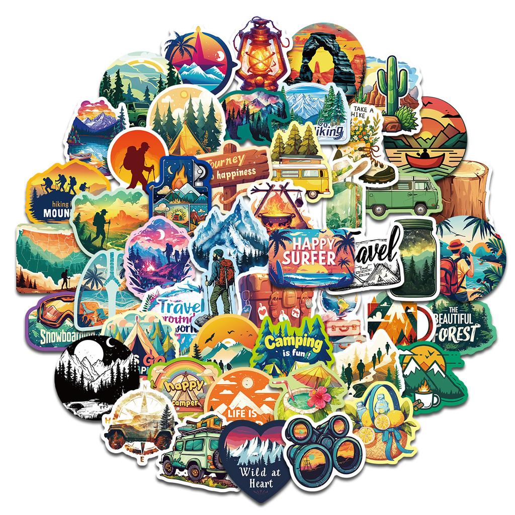 50 Outdoor Hiking Adventure Camping Hiking Sports Graffiti Stickers Decorate Suitcase Notebook