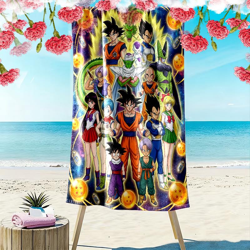 DRAGON BALL Print Beach Towel, Large Soft Quick Dry Towel for Beach Camping Swimming