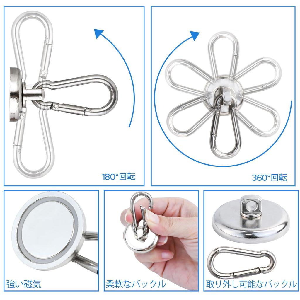 Strong Magnet 25mm Pack of Neodymium Magnets with Carabiner Maximum Load Capacity of Super for Commercial Outdoor and Wall Mounting Hooks, Diameter,