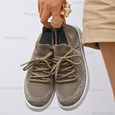 Женские кроссовки на шнуровке, сетчатые дышащие уличные кроссовки для ходьбы, с круглым носком, нескользящей толстой подошвой, теннисные кроссовки Mujer, удобные