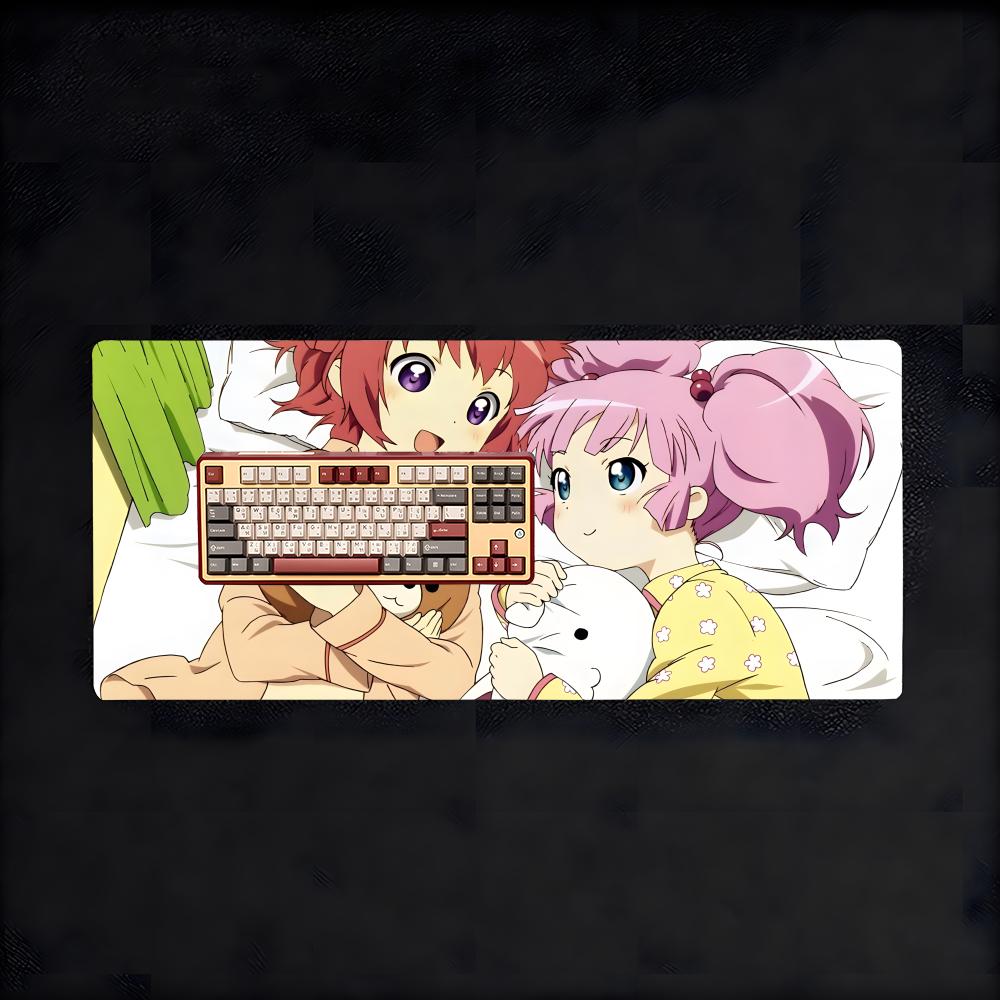 Cozy Yuru Yuri Animeseries Mouse Pad NonSlip Large Desk Mat Thick Stitched Edge Gaming Mousepad