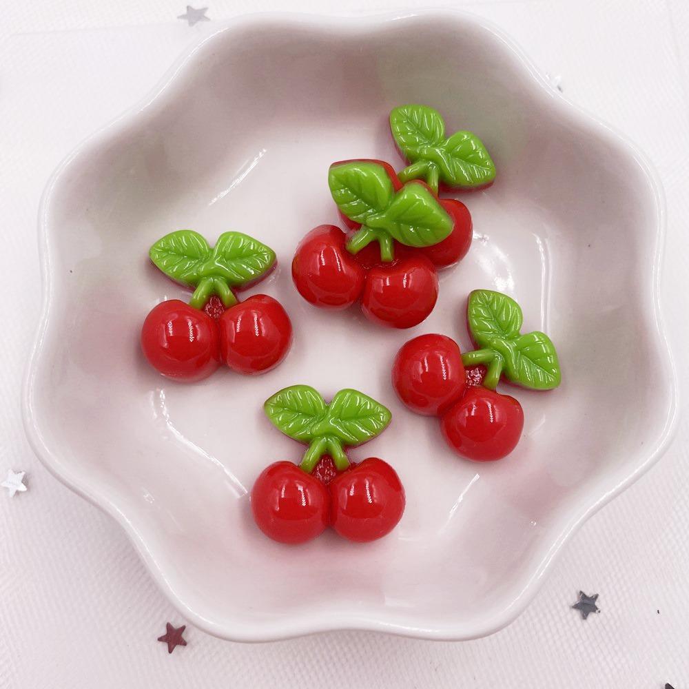 Resin Lovely Fruit Cherry Flatback Cabochon Stone Figurines Applique Home Decor Crafts 20pcs DIY Girl Bow Scrapbook Craft