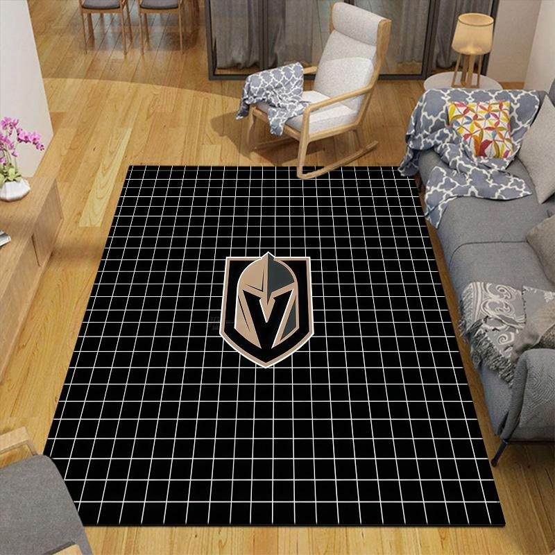 Vegas Golden Knights Flannel Pattern Square Carpet,Area Rug,Carpet Rug for Living Room Bedroom Sofa Playroom Decor,Non-slip Floor Mat