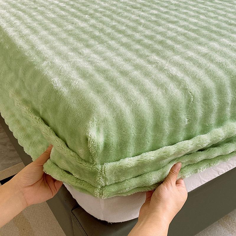 Зимняя постель, теплая простыня на резинке, постельное белье, чехол для матраса, утолщенная плюшевая эластичная простыня, зимнее коралловое флисовое роскошное покрывало для двуспальной кровати