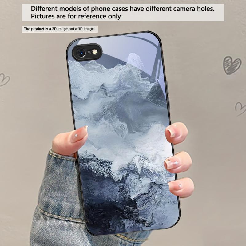 Абстрактные Современные Волны Для iPhone 17 Air 16 E 15 Plus 14 Pro Max 13 12 mini 11 5 6 7 8 Plus XR XS Max SE Черный Стеклянный Чехол для Телефона