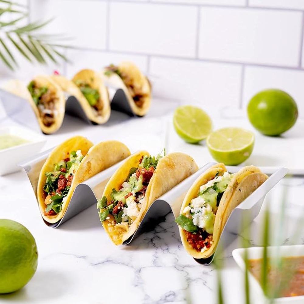 V-shaped Groove Stainless Steel Taco Holder Wavy Mexican Food Rack Taco Stand Dinner Tables