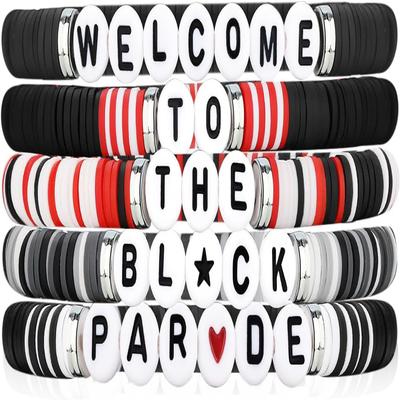 5 шт. Панк-рок браслет Черный браслет в стиле концерта Ювелирные изделия для фанатов Наряд для вечеринки Мерч.