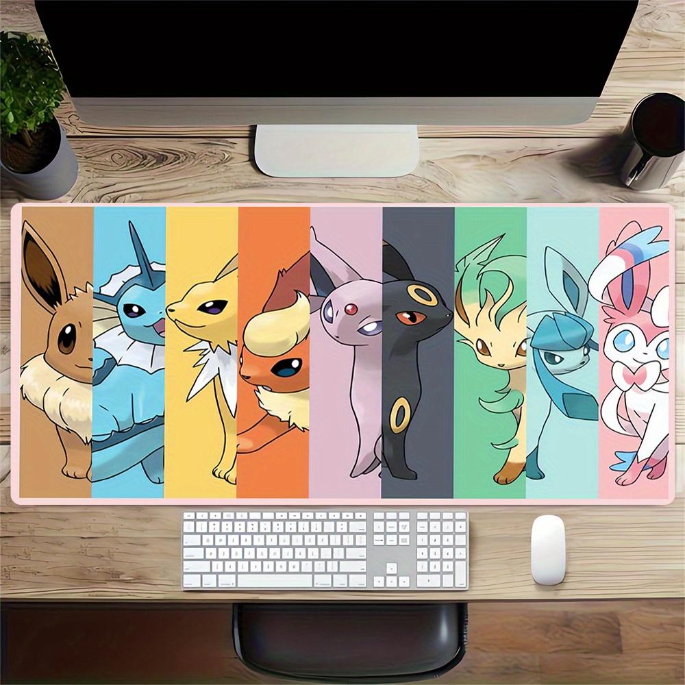 Large Multi-Size Non-Slip Rubber Base Eevee, Evolution, Pokémon Mouse Pad, Stitched Edges Keyboard Desk Mat for School, Office, Home, Gift f