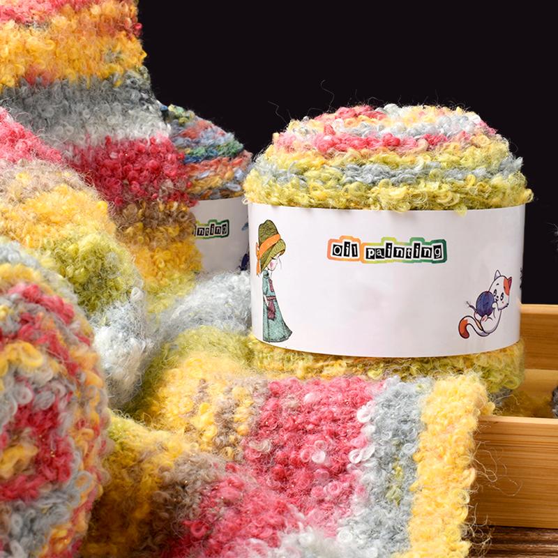 1 шт шерстяная нить модный вязаный шарф теплый цвет ручная работа градиент масляная живопись ретро стиль пряжа клубок