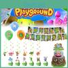 Monster Music Party Banner Set With Balloons And Cake Toppers For Celebration Decor