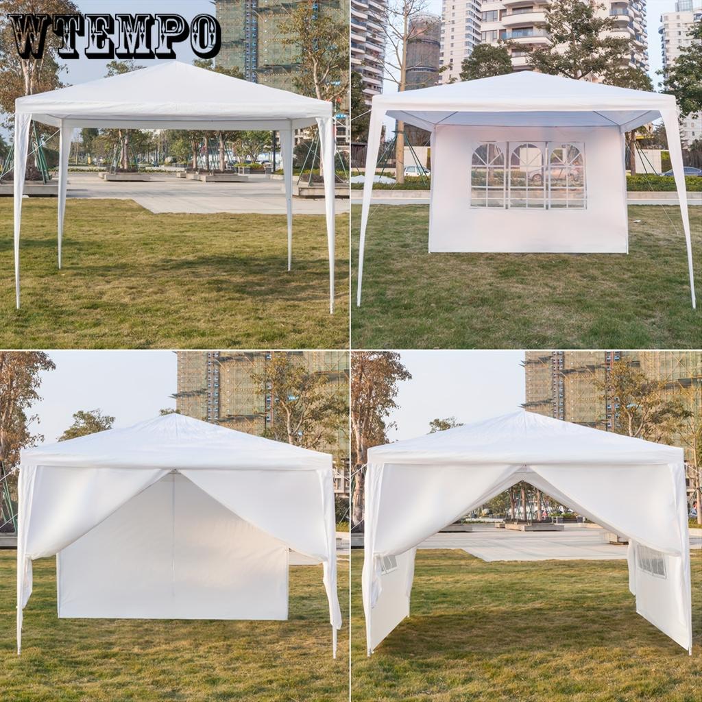 Белая беседка-шатер 10X10 футов со съемной боковой стенкой, 2 боковые стенки с окнами и сумка для переноски