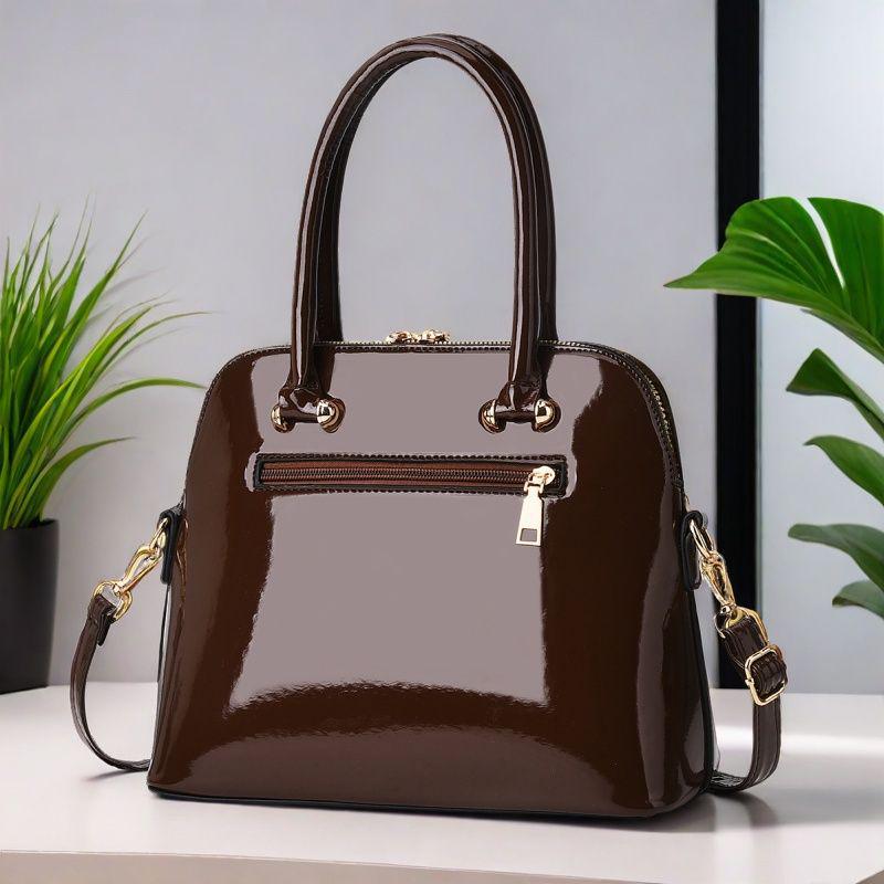 Женская лаковая сумка-тоут 2025: Универсальная европейская и американская модная сумка, ручная, на плечо или через плечо, красного и черного цвета.