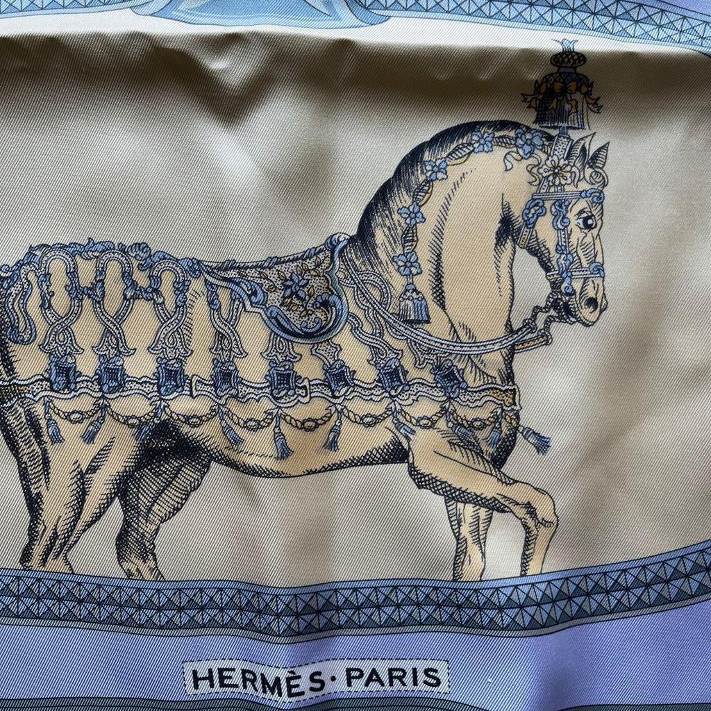 Used Hermes square scarf, 100% silk, vintage