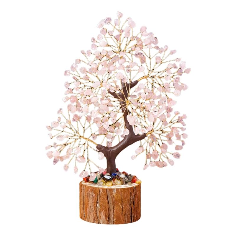Crystal Tree Figurine Home Desktop Decors Lucky Ornament Handmade Bonsais Money Tree for Fengshui Enthusiasts Decoration