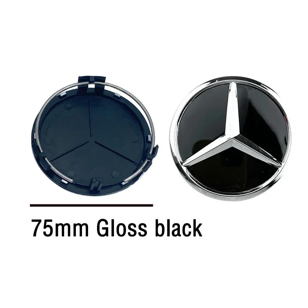 PZQ2 75mm 4pcs Black Silver Car Wheel Center Hub Cap Badge Cover For Mercedes Benz AMG W205 W204 GLC GLK Interior Mouldings LGGQ-Benc