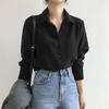 Office Lady Elegant Blouses Long Sleeve Shirt Spring Autumn Black Shirts Female Top Casual