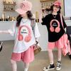 Girls Summer T Shirt Short Sleeved Korean Version Casual Summer Sports Children's Short Sleeved Shorts Two Piece