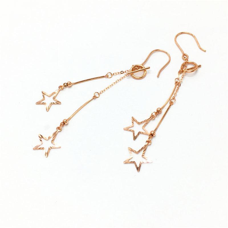 Color Gold Pentagram Purple Gold Simple Fashion Foreign Gas Plated Rose Gold Long Earrings